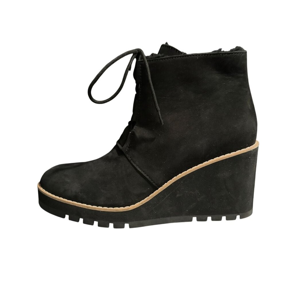 Eileen Fisher Alpine Women's Leather Lace Up Ankle Wedge Boots, Size 10 NWOB
